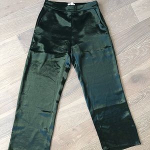 Green polyester cropped pants